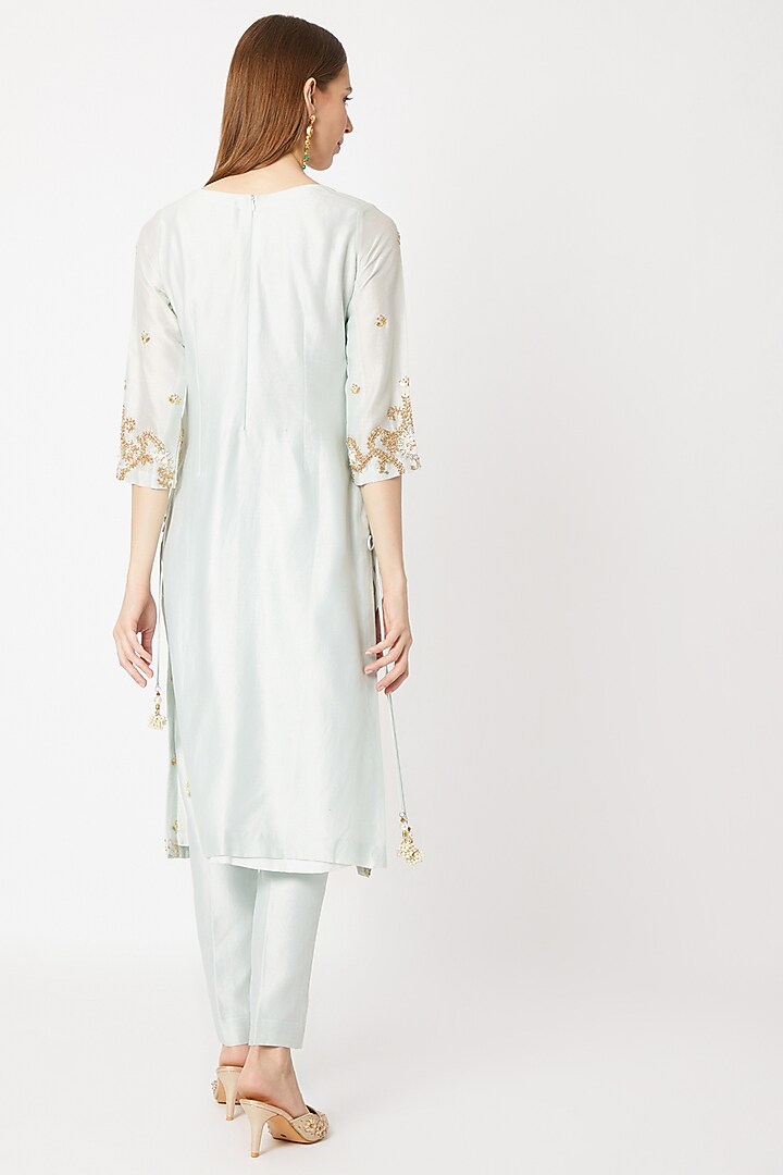 Sky Blue Embroidered Kurta Set by Sumayah at Pernia's Pop Up Shop