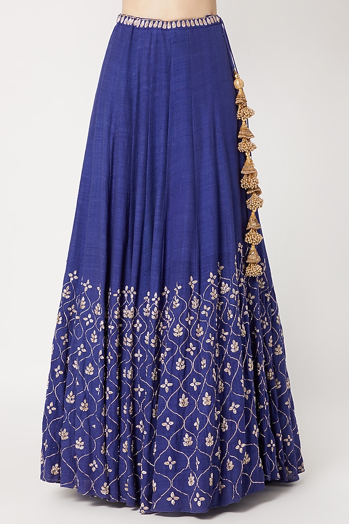 Cobalt Blue Embroidered Wedding Lehenga Set by Sumayah at Pernia's Pop Up Shop