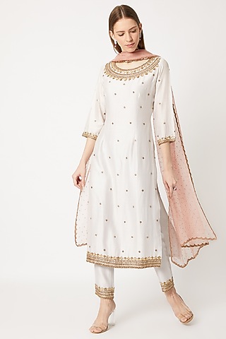Grey Embroidered Kurta Set by Sumayah