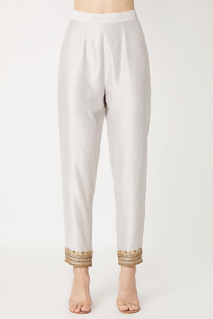 Grey Embroidered Kurta Set by Sumayah at Pernia's Pop Up Shop