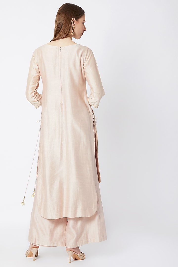 Blush Pink Embroidered Kurta Palazzo Set by Sumayah at Pernia's Pop Up Shop