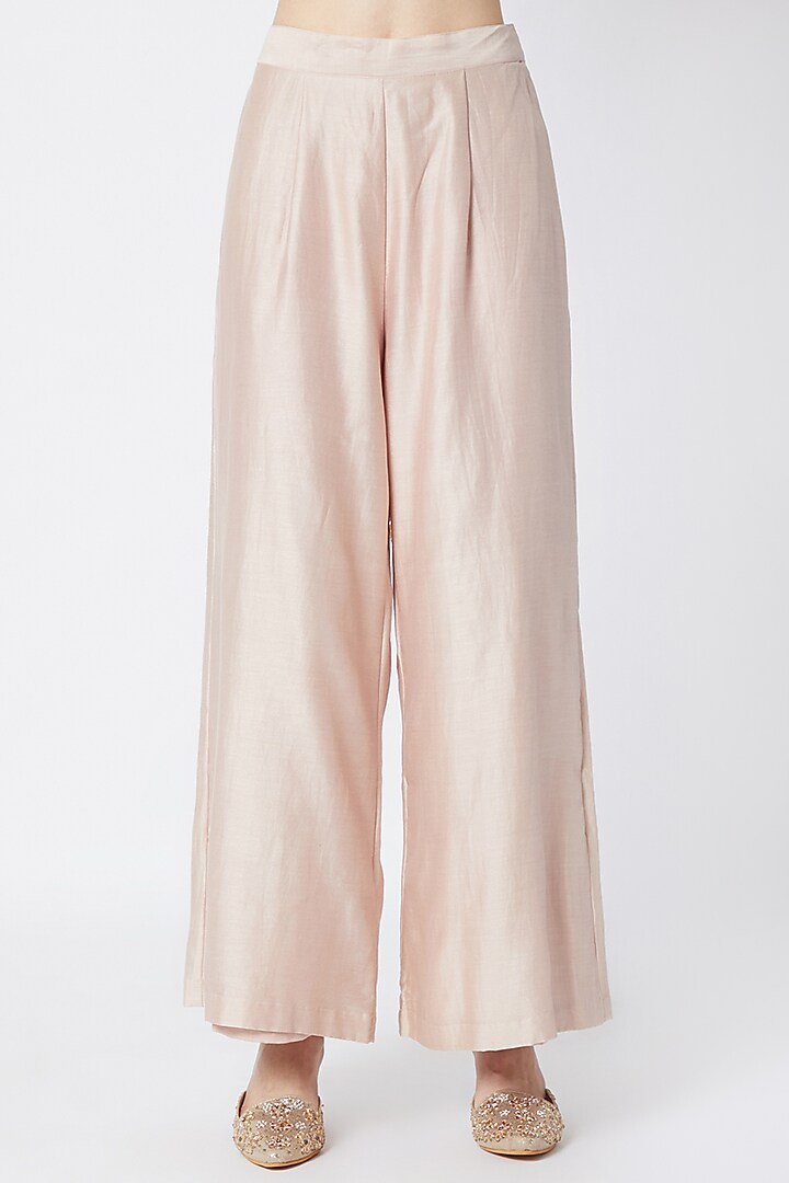 Blush Pink Embroidered Kurta Palazzo Set by Sumayah at Pernia's Pop Up Shop