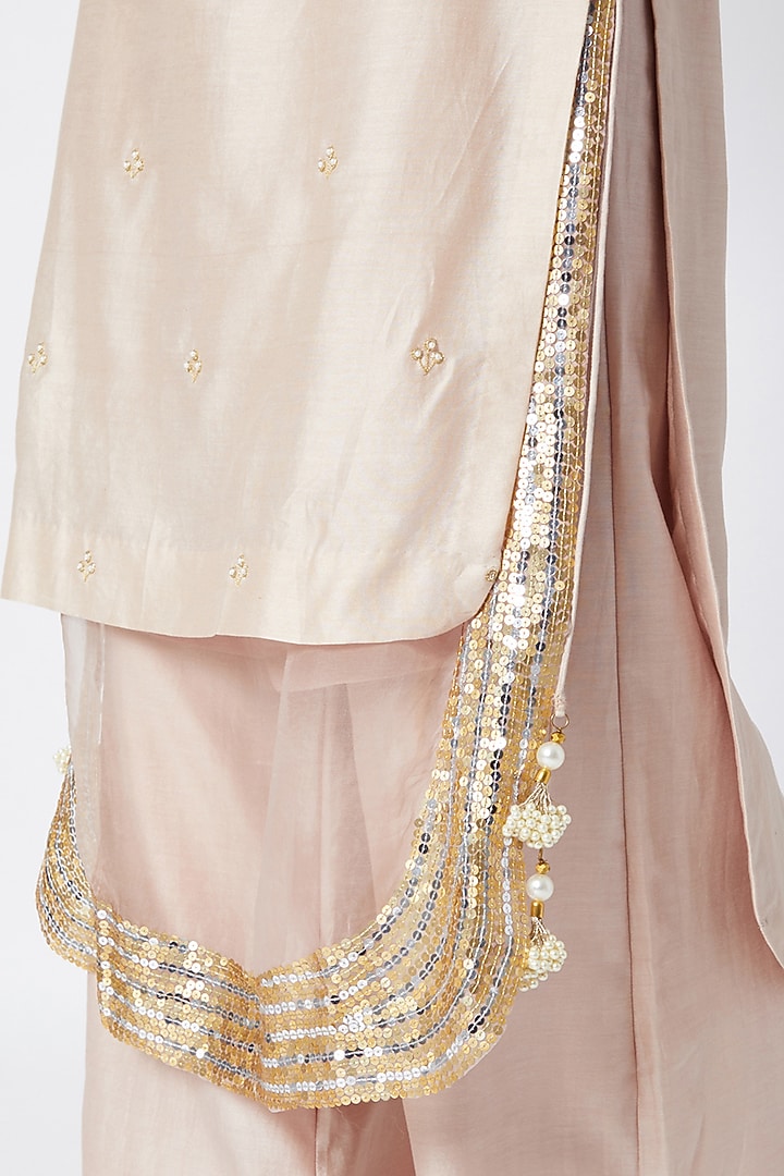 Blush Pink Embroidered Kurta Palazzo Set by Sumayah at Pernia's Pop Up Shop