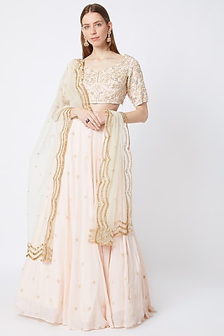 Blush Pink Embroidered Lehenga Set by Sumayah
