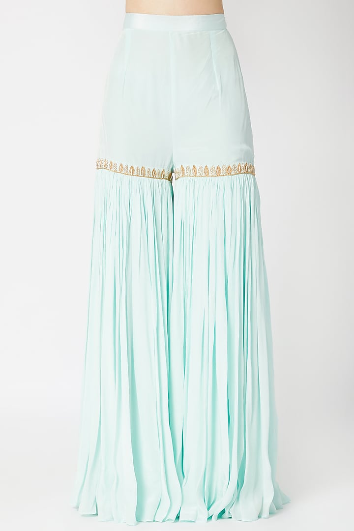 Sky Blue Embroidered Party Wear Sharara Set by Sumayah at Pernia's Pop Up Shop