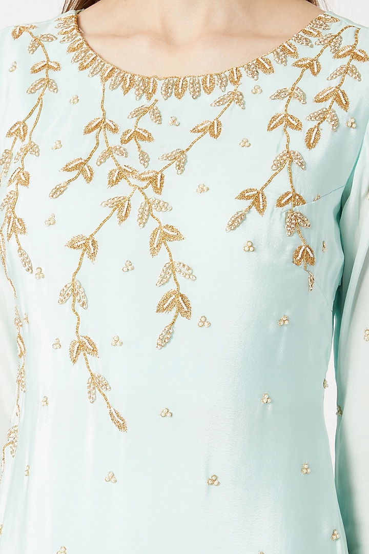 Sky Blue Embroidered Party Wear Sharara Set by Sumayah at Pernia's Pop Up Shop