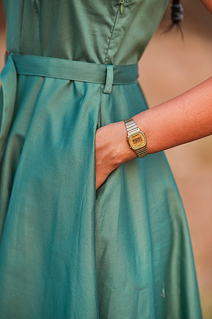 Forest Green Giza Cotton Fit & Flare Summer Dress by The Summer House at Pernia's Pop Up Shop