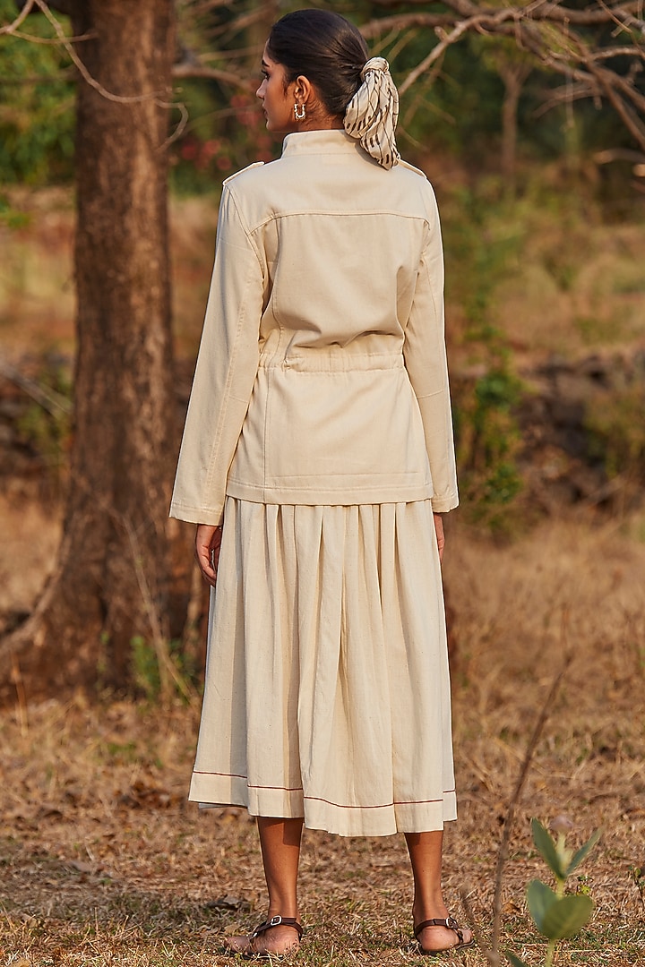 Beige Handspun & Handwoven Cotton Jacket by The Summer House at Pernia's Pop Up Shop