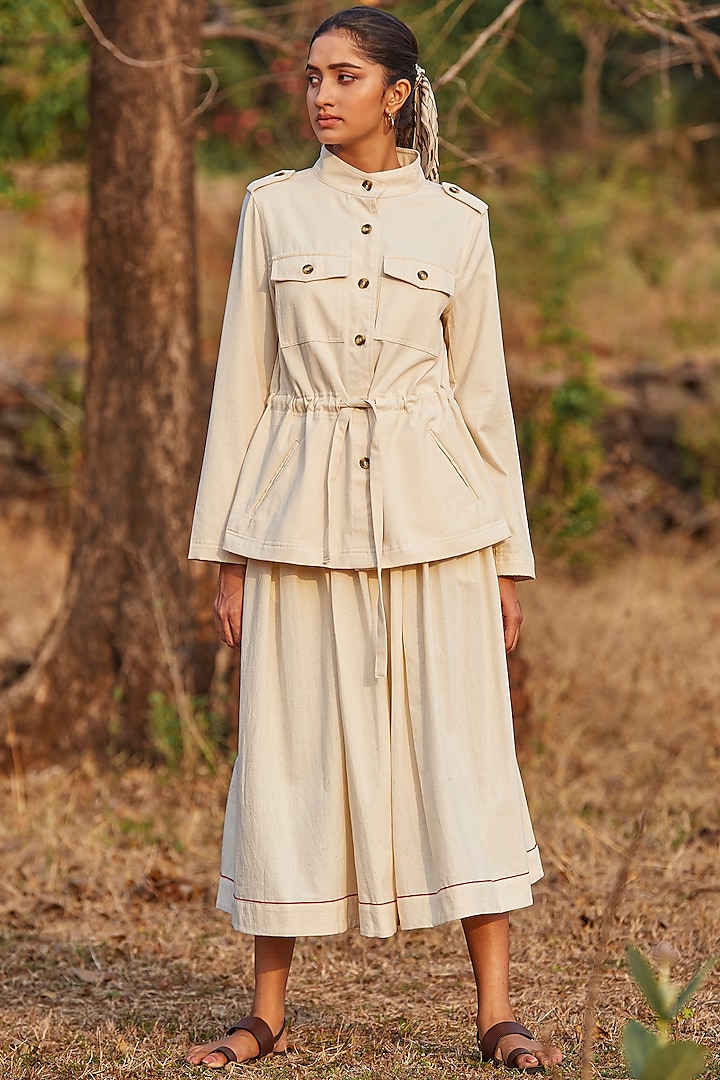 Beige Handspun & Handwoven Cotton Skirt by The Summer House