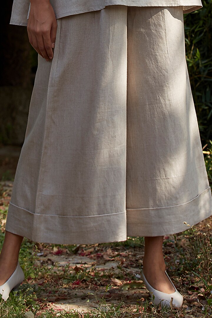 Beige Linen High-Rise Wide-Leg Pant Set by The Summer House at Pernia's Pop Up Shop