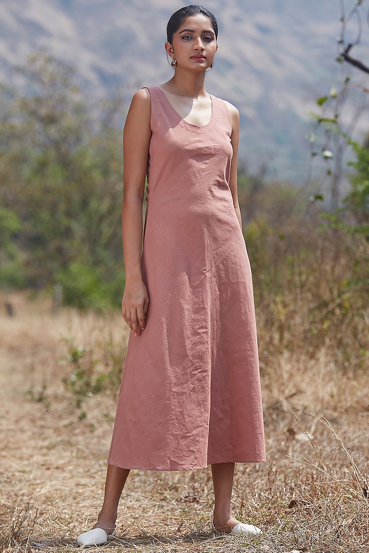 Mauve Handwoven Cotton Dress by The Summer House
