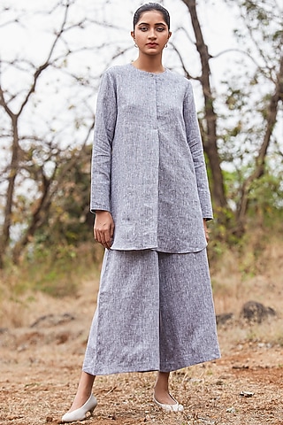 Grey Linen Culotte Pant Set by The Summer House