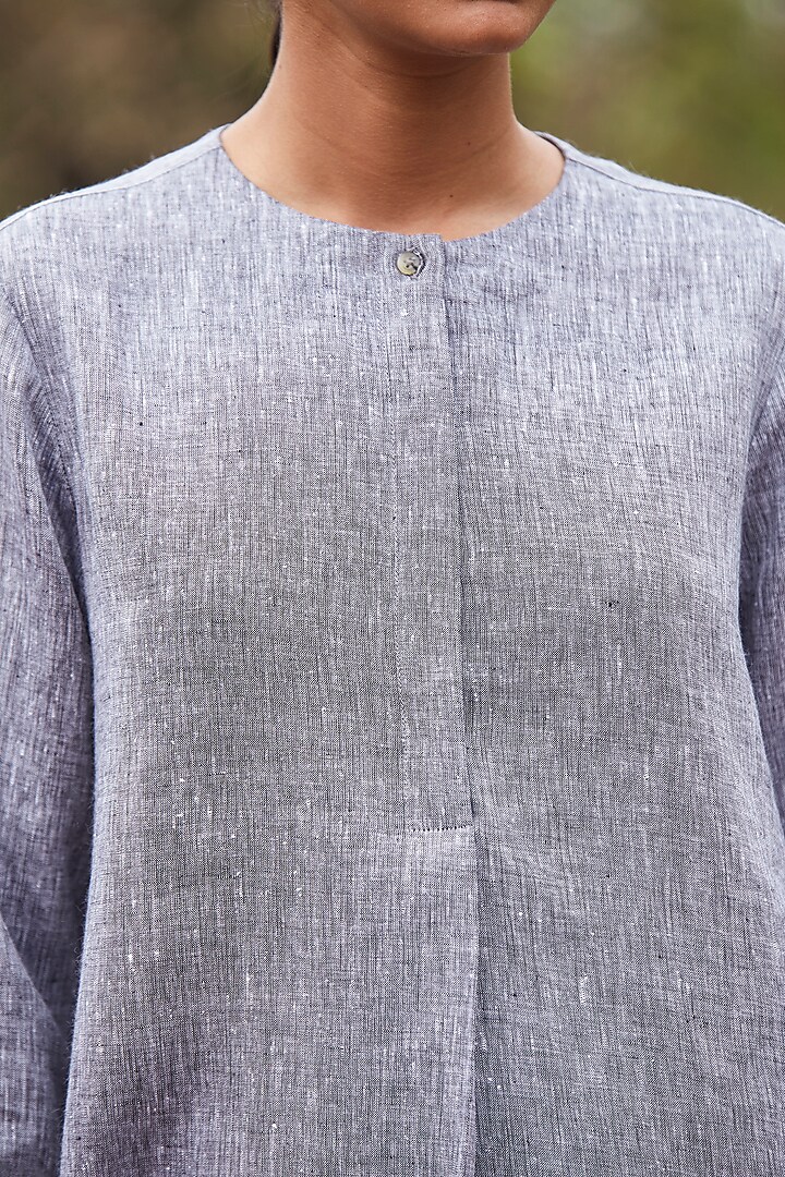 Grey Linen Culotte Pant Set by The Summer House at Pernia's Pop Up Shop