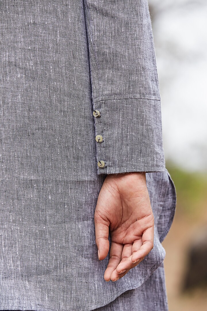 Grey Linen Culotte Pant Set by The Summer House at Pernia's Pop Up Shop