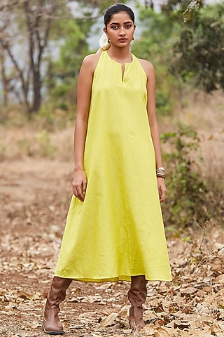 Lemon Linen Midi Dress by The Summer House