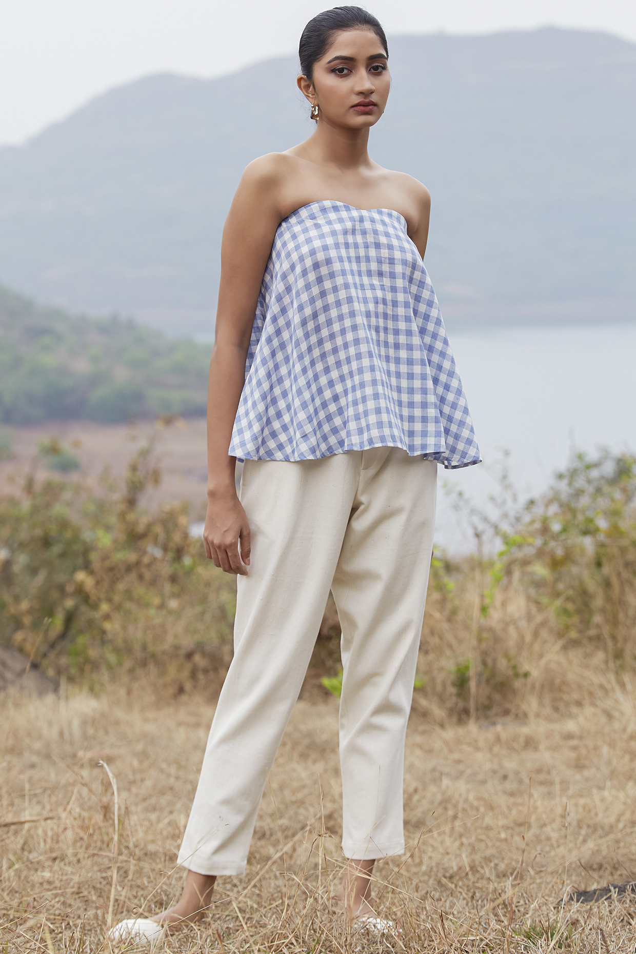 Cornflower Blue Gingham Top by The Summer House at Pernia's Pop Up Shop
