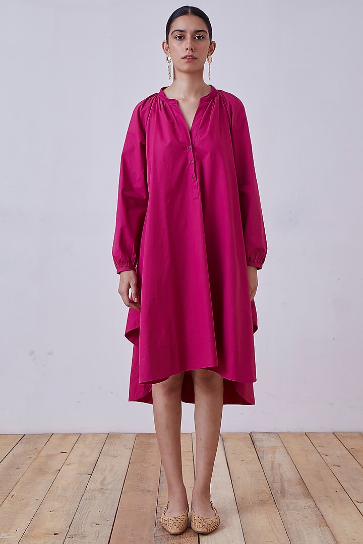 Pink Organic Cotton Cambric A-line Summer Dress by The Summer House at Pernia's Pop Up Shop