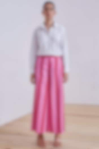 Pink & Red Printed Wide Leg Pants by The Summer House at Pernia's Pop Up Shop