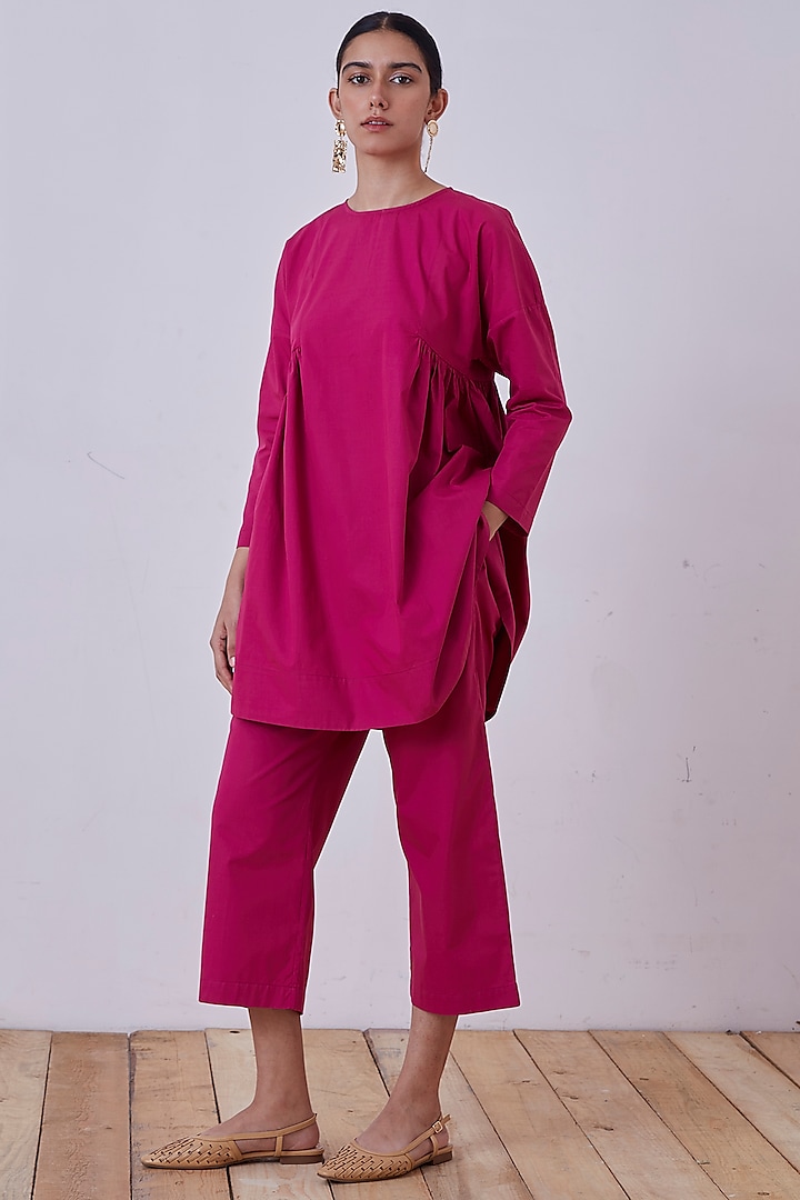 Pink Organic Cotton Poplin Pant Set by The Summer House at Pernia's Pop Up Shop