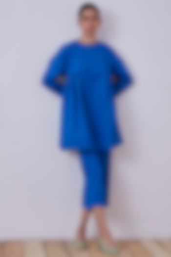 Blue Organic Cotton Poplin Pant Set by The Summer House at Pernia's Pop Up Shop