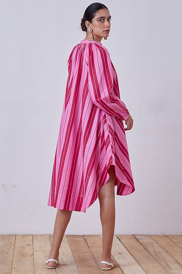 Pink & Red Stripes Printed A-line Summer Dress by The Summer House at Pernia's Pop Up Shop