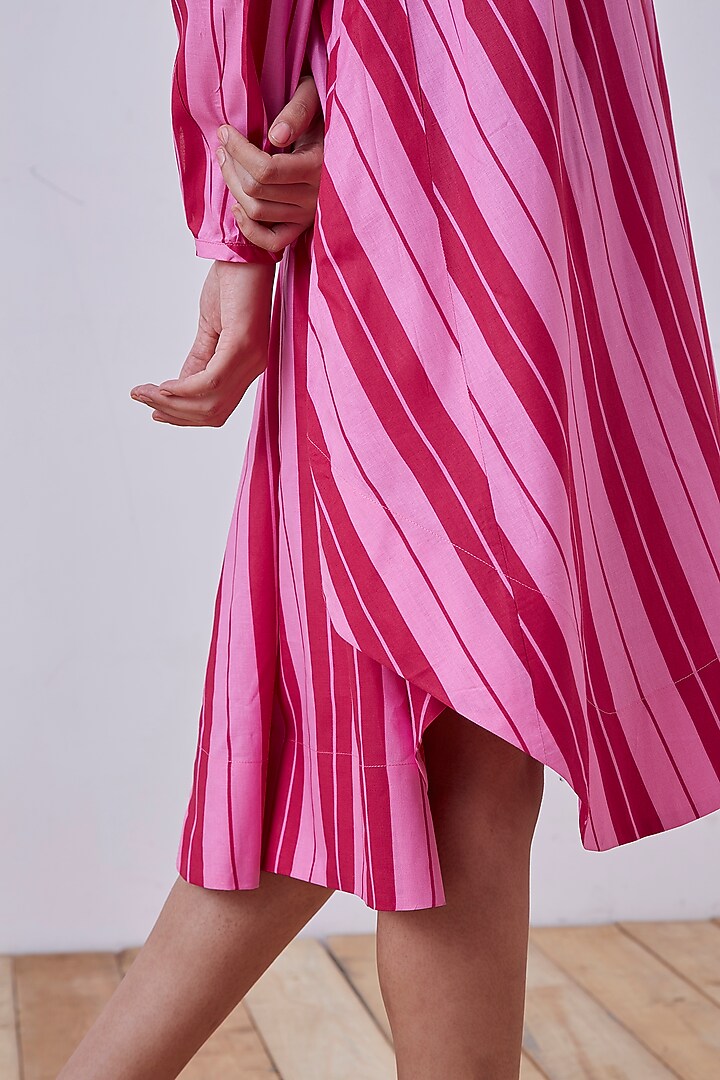 Pink & Red Stripes Printed A-line Summer Dress by The Summer House at Pernia's Pop Up Shop
