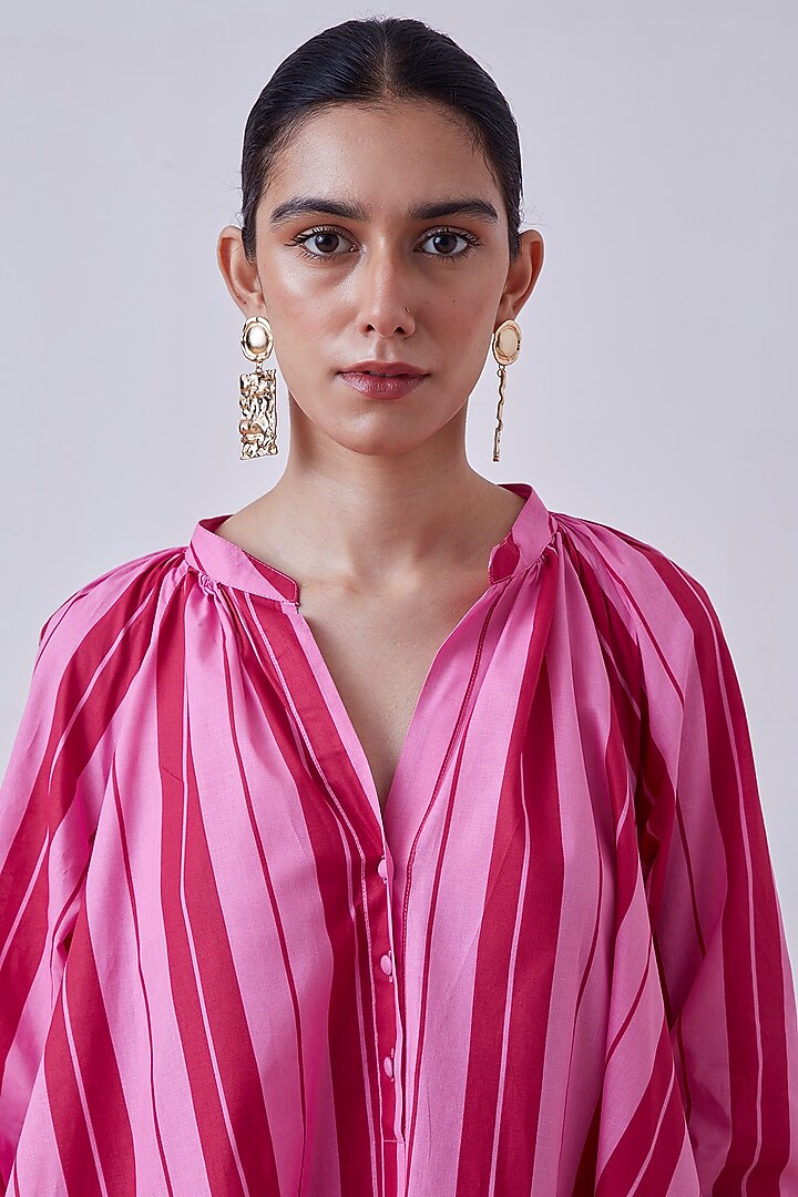 Pink & Red Stripes Printed A-line Summer Dress by The Summer House at Pernia's Pop Up Shop