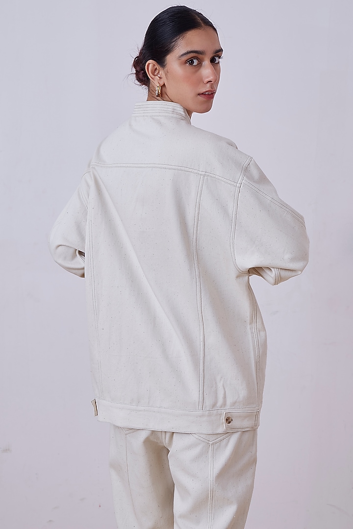 Off-White Denim Oversized Jacket by The Summer House at Pernia's Pop Up Shop