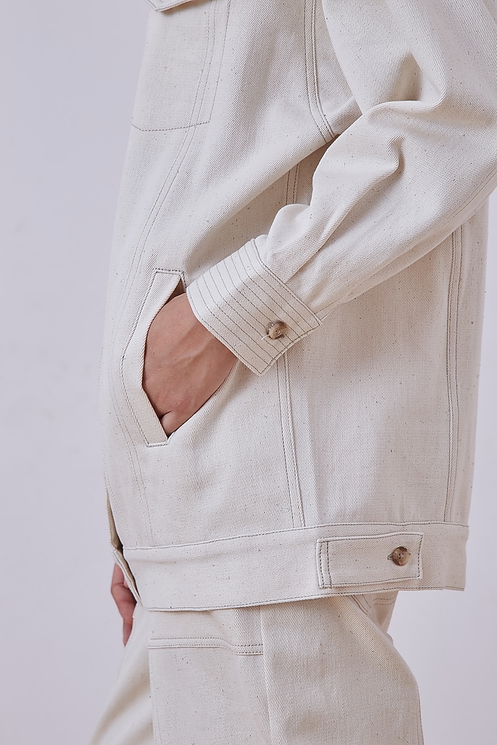 Off-White Denim Oversized Jacket by The Summer House at Pernia's Pop Up Shop