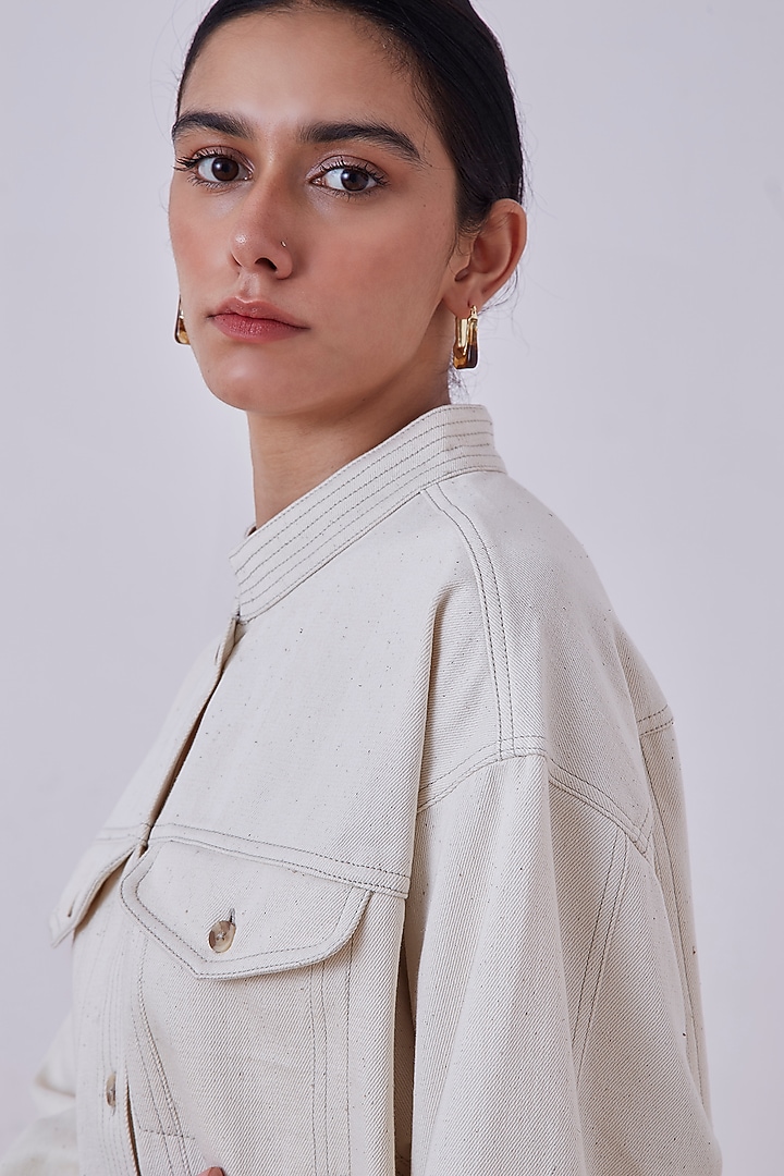 Off-White Denim Oversized Jacket by The Summer House at Pernia's Pop Up Shop