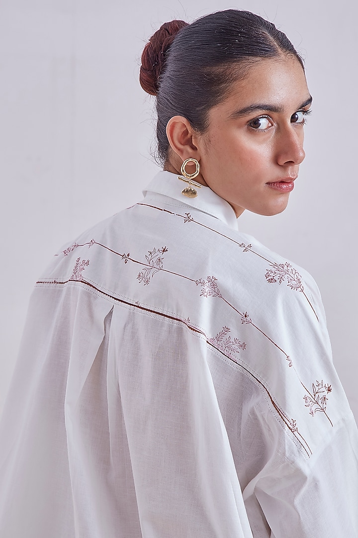 Red & White Pure Cotton Shirt by The Summer House at Pernia's Pop Up Shop