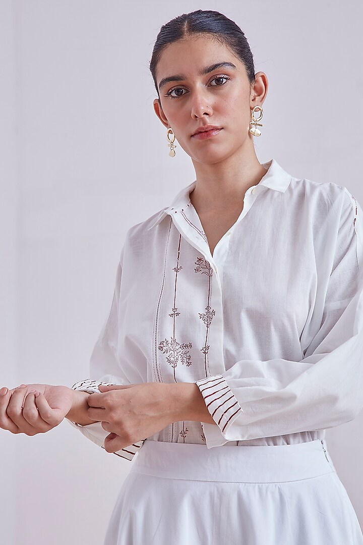 Red & White Pure Cotton Shirt by The Summer House at Pernia's Pop Up Shop