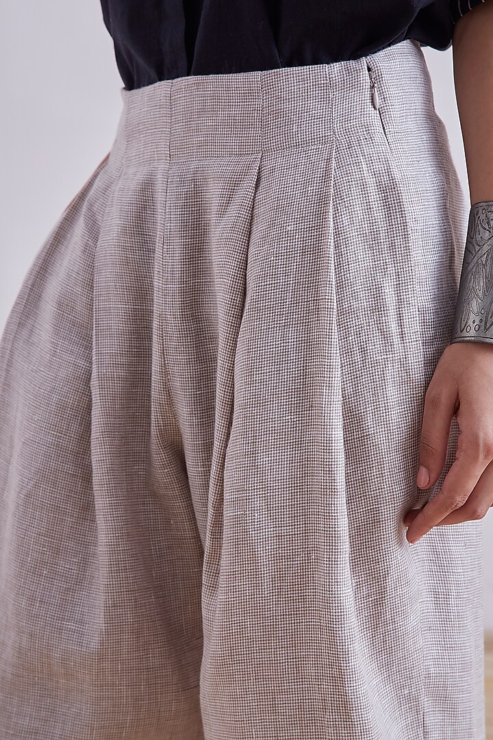 Beige Linen High Waist Pant by The Summer House at Pernia's Pop Up Shop