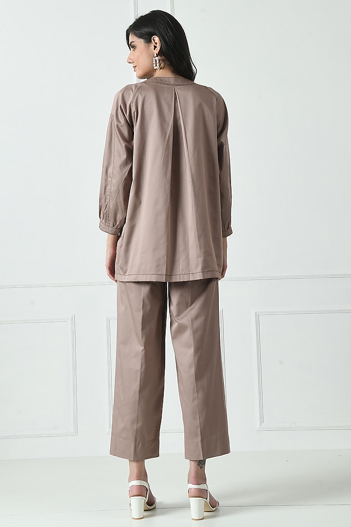 Brown Cotton Co-Ord Set by Sunanta Madaan at Pernia's Pop Up Shop