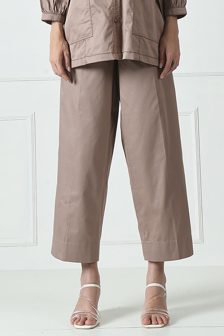 Brown Cotton Co-Ord Set by Sunanta Madaan at Pernia's Pop Up Shop