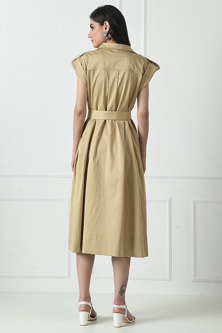 Beige Cotton Midi Summer Dress by Sunanta Madaan at Pernia's Pop Up Shop