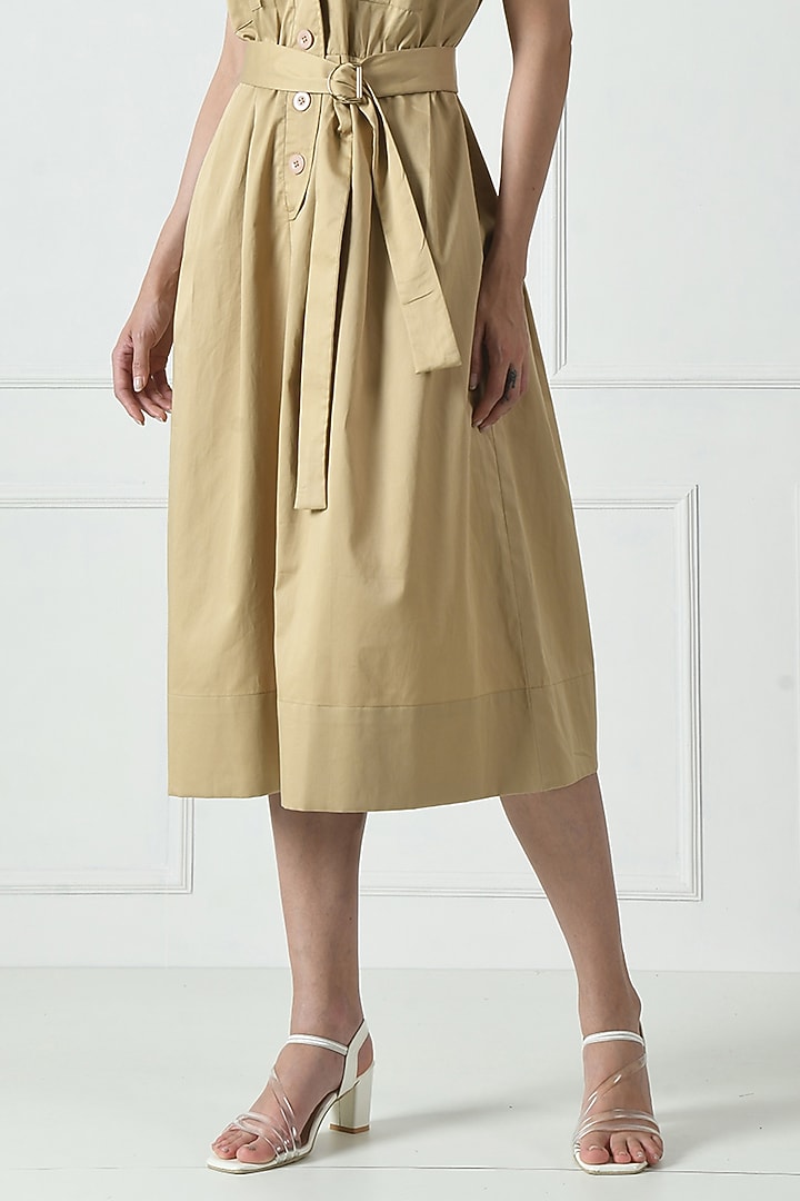 Beige Cotton Midi Summer Dress by Sunanta Madaan at Pernia's Pop Up Shop