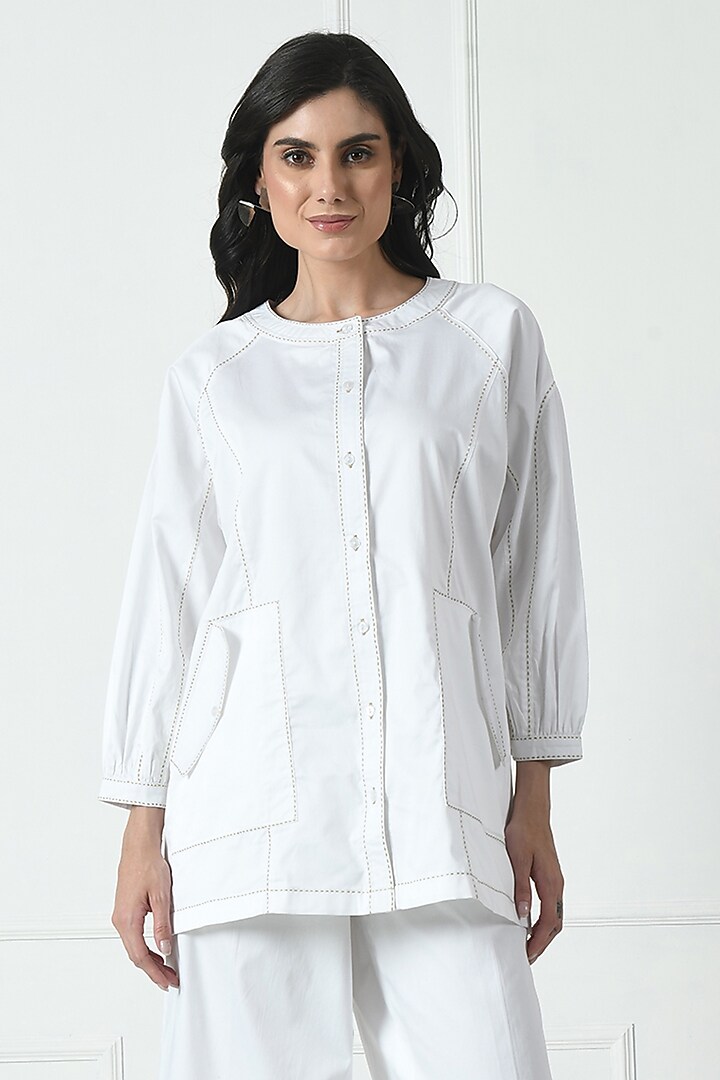 White Cotton Co-Ord Set by Sunanta Madaan at Pernia's Pop Up Shop