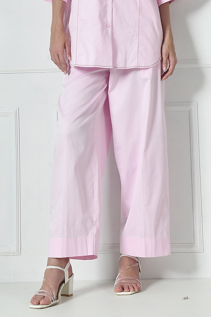 Pink Cotton Hand Embroidered Co-Ord Set by Sunanta Madaan at Pernia's Pop Up Shop