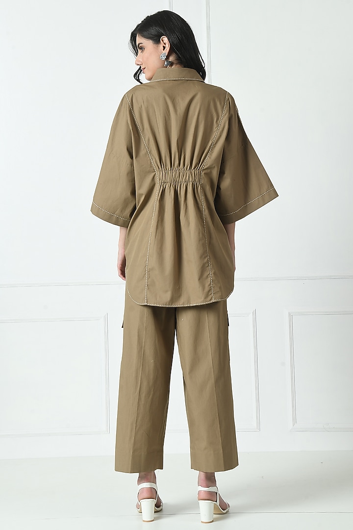Brown Cotton Co-Ord Set by Sunanta Madaan at Pernia's Pop Up Shop
