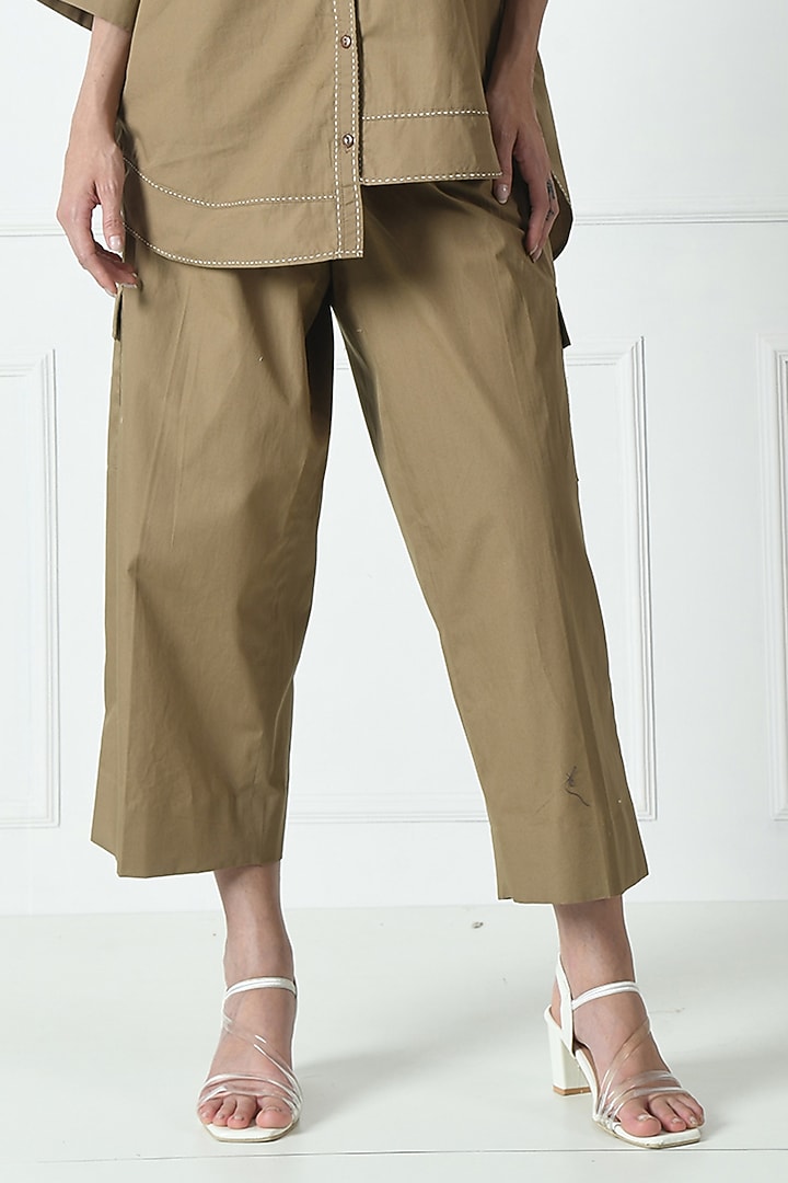 Brown Cotton Co-Ord Set by Sunanta Madaan at Pernia's Pop Up Shop