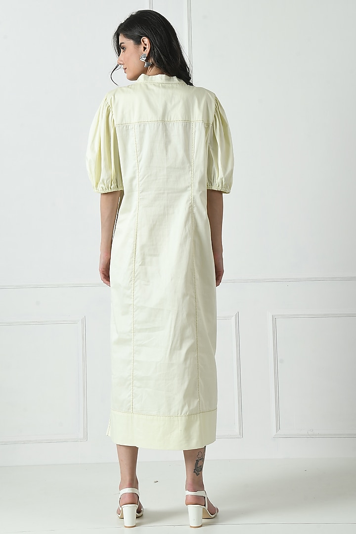 Ivory Cotton Hand Embroidered Midi Summer Dress by Sunanta Madaan at Pernia's Pop Up Shop