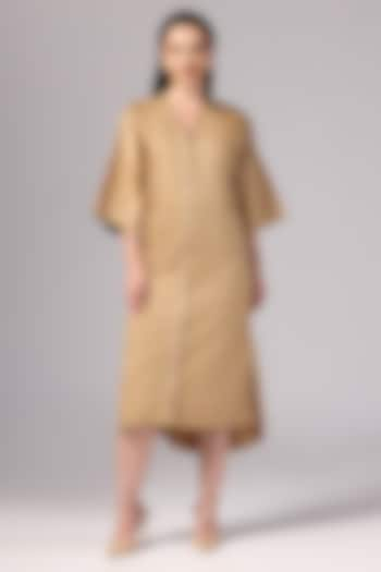 Beige Luxury Cotton Midi Dress by Sunanta Madaan at Pernia's Pop Up Shop