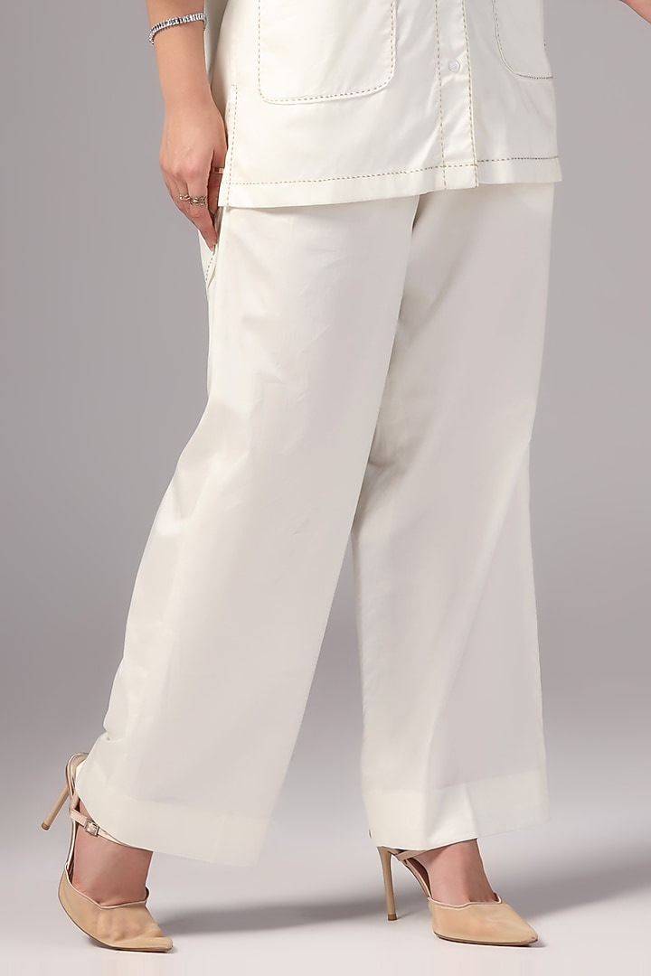 Ivory Luxury Cotton Hand Embroidered Co-Ord Set by Sunanta Madaan at Pernia's Pop Up Shop