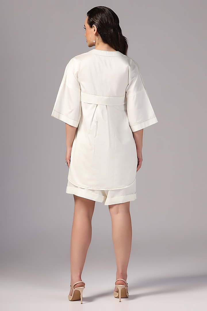 Ivory Luxury Cotton Hand Embroidered Co-Ord Set by Sunanta Madaan at Pernia's Pop Up Shop