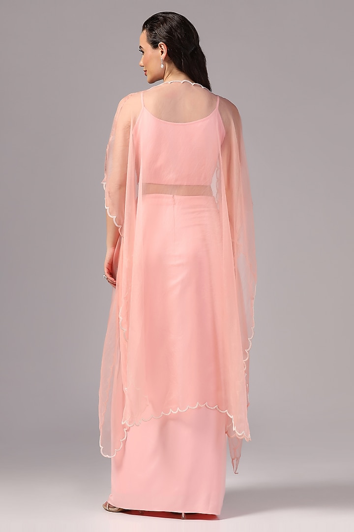 Pink Premium Satin Draped Skirt Set by Sunanta Madaan at Pernia's Pop Up Shop