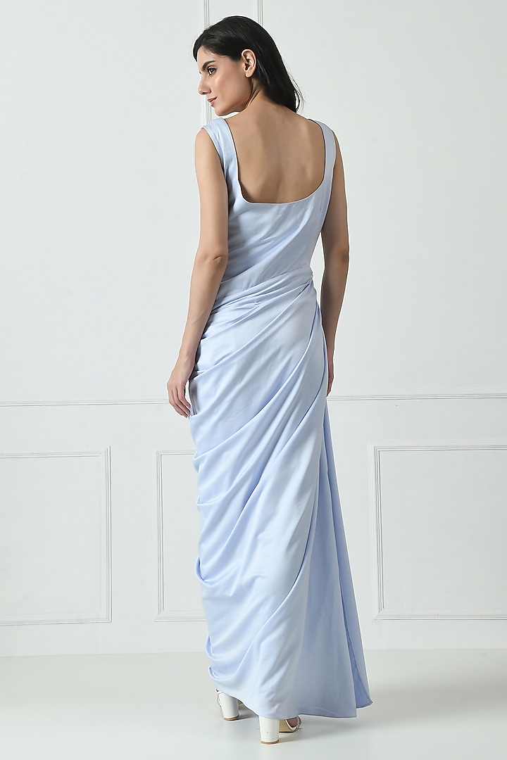 Lavender Crepe Satin Pearl Embroidered Party Wear Gown by Sunanta Madaan at Pernia's Pop Up Shop