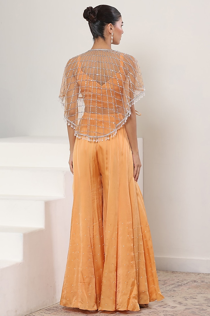 Orange Satin Organza Wedding Sharara Set by Sunanta Madaan at Pernia's Pop Up Shop