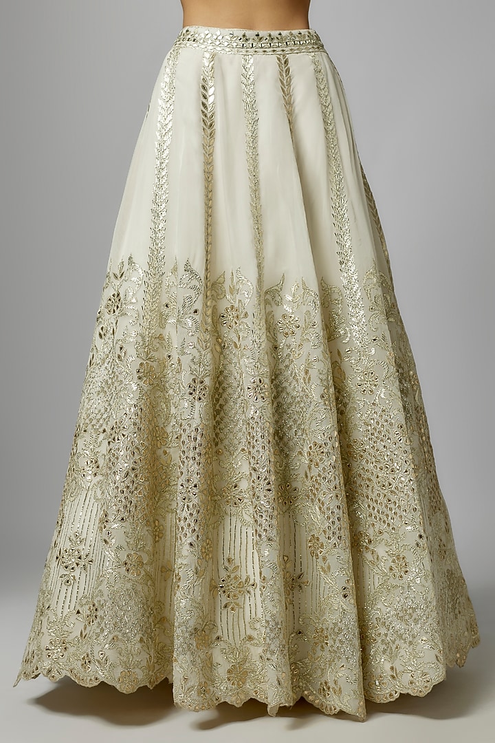 White Organza Gota & Mirror Embroidered Wedding Lehenga Set by Suhino at Pernia's Pop Up Shop