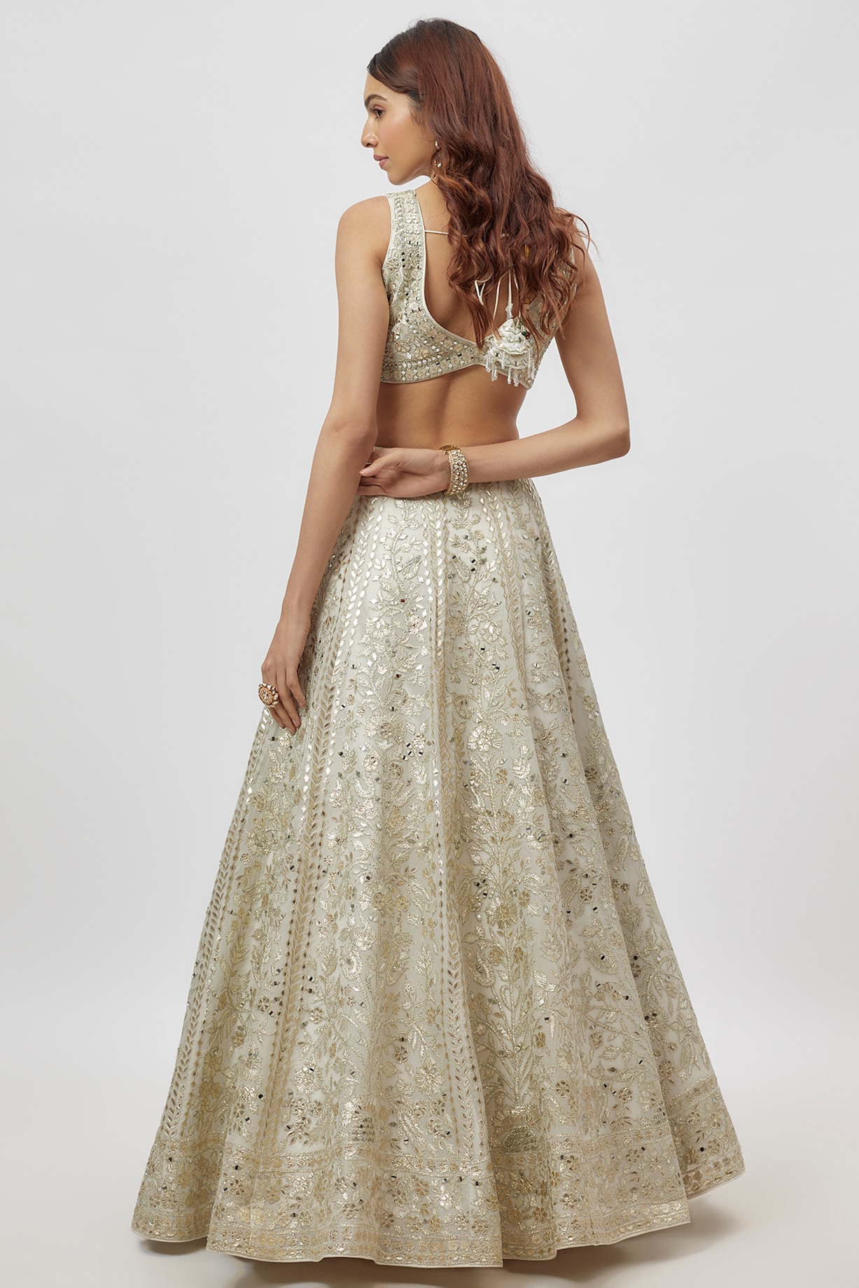 WHITE MIRROR EMBROIDERED LEHENGA